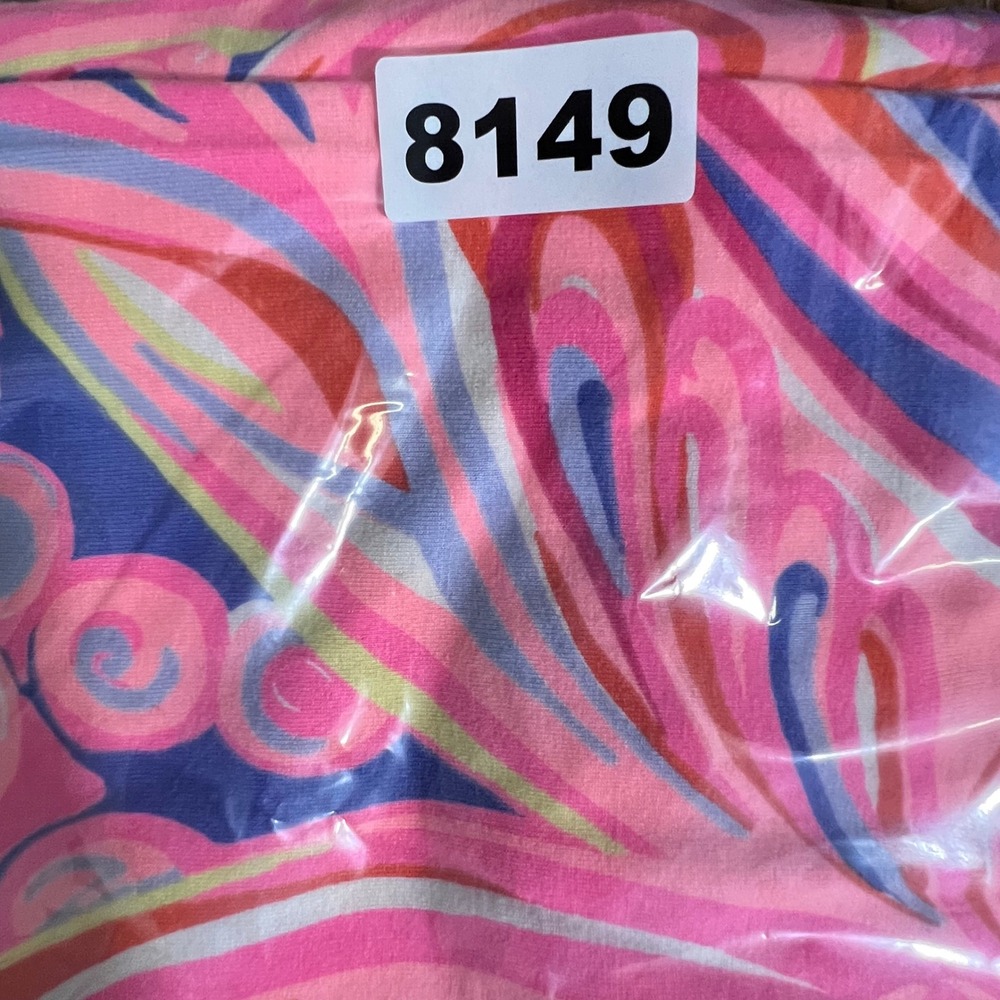 Lilly Pulitzer Reef Retreat Casual Flare Pants L Pink Blue Shell Print Stretch - Picture 10 of 10